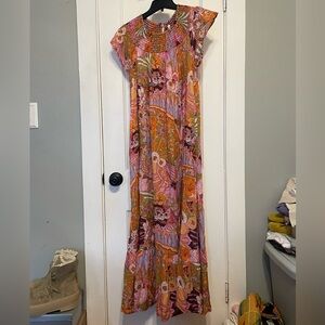 Anthropologie Pink and Orange Maxi Dress